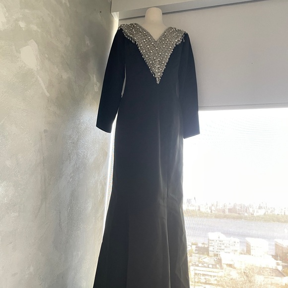 Vintage 1960’s Jack Bryan by Dupuis Black Crystal Embellished Gown - Picture 7 of 7
